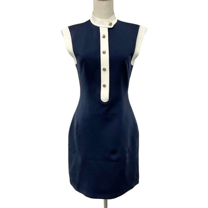 Louis Vuitton Dress Navy White Technical Jersey Sera