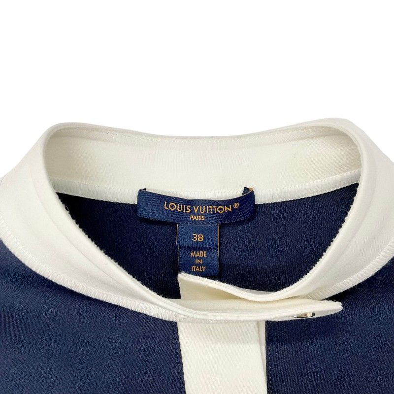Louis Vuitton Dress Navy White Technical Jersey Sera — view 6