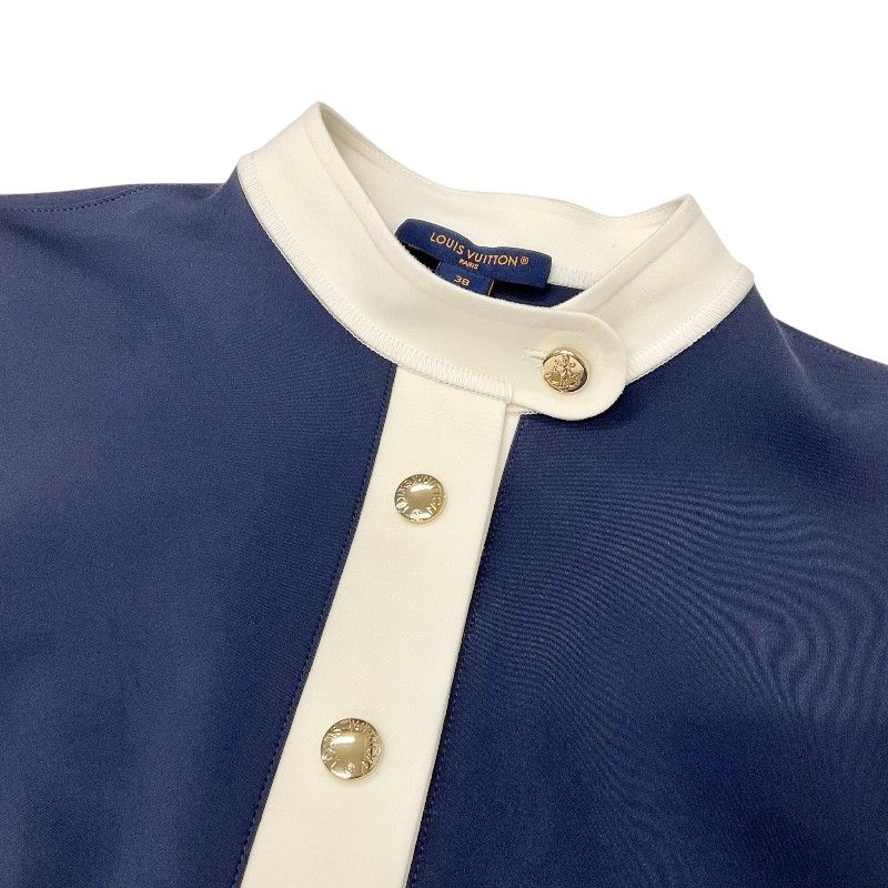 Louis Vuitton Dress Navy White Technical Jersey Sera — view 5