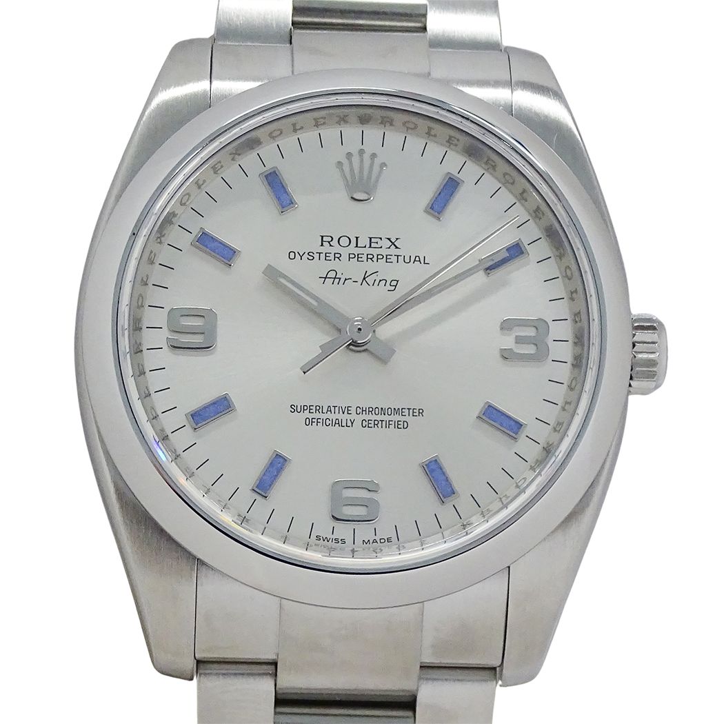 Rolex Air King Number Watch Automatic At Stainless Steel Silver Blue — view 2