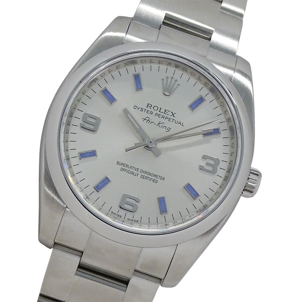 Rolex Air King Number Watch Automatic At Stainless Steel Silver Blue