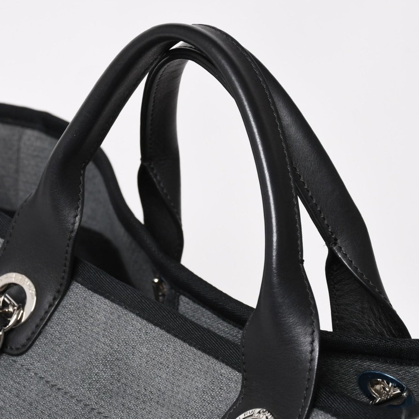 Chanel Deauville TGM Bag CC Logo Canvas Leather Gray — view 6