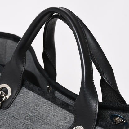 Chanel Deauville TGM Bag CC Logo Canvas Leather Gray — view 6