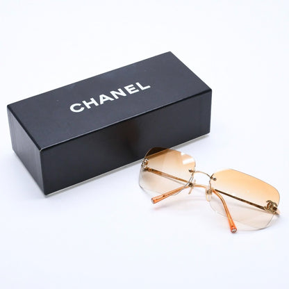 Chanel Rimless Sunglasses Eyewear CC Logo Rhinestone