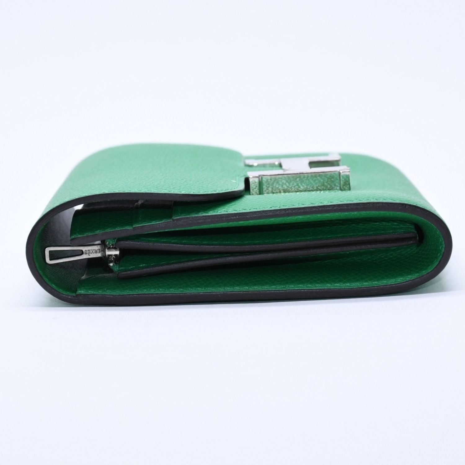 Hermes Bifold Wallet Silver Veau Epsom Green — view 6