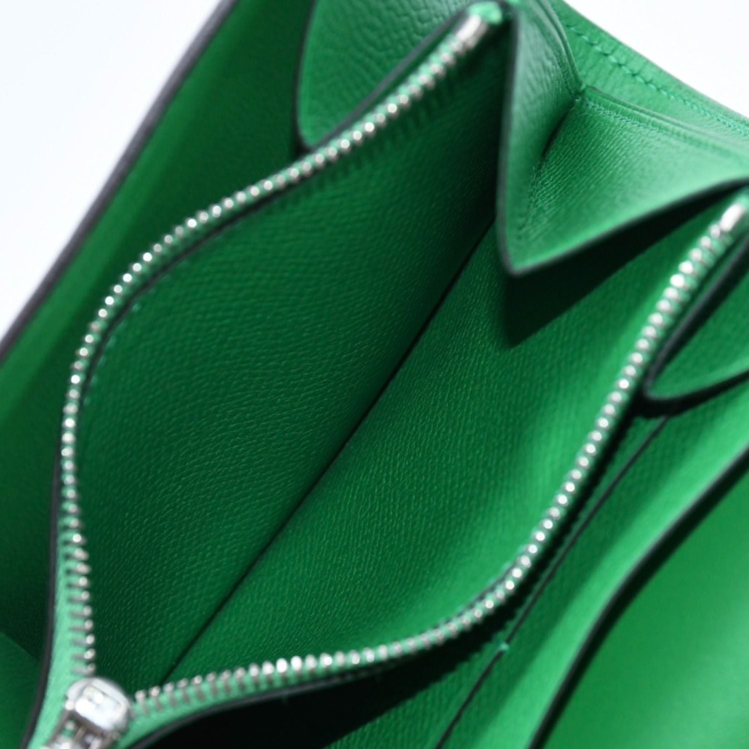 Hermes Bifold Wallet Silver Veau Epsom Green — view 8