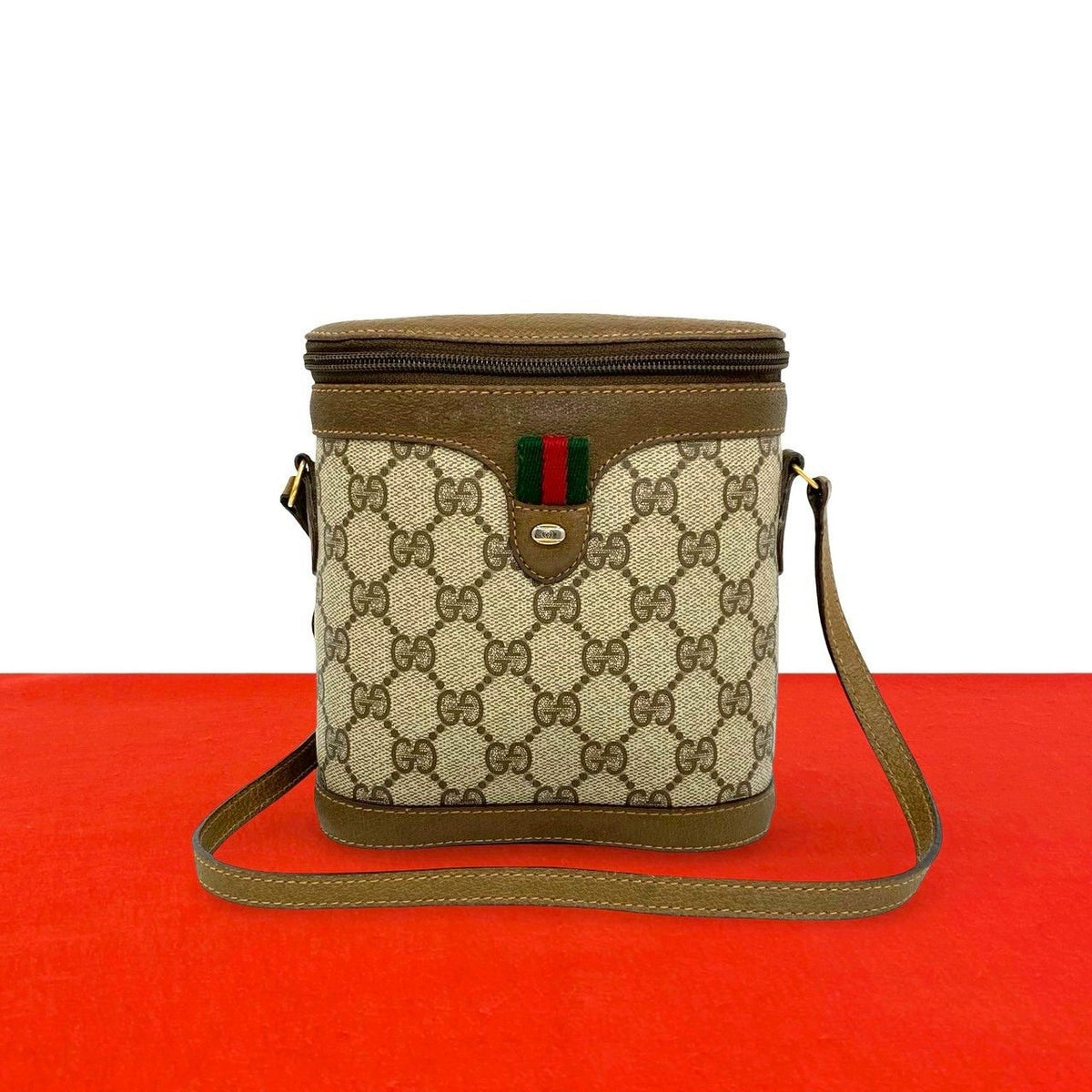 Gucci Vintage Sherry Line GG Logo Leather Mini Shoulder Bag Pochette Brown