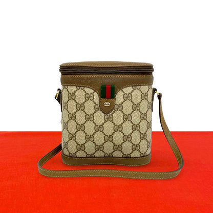 Gucci Vintage Sherry Line GG Logo Leather Mini Shoulder Bag Pochette Brown