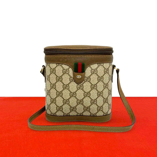 Gucci Vintage Sherry Line GG Logo Leather Mini Shoulder Bag Pochette Brown