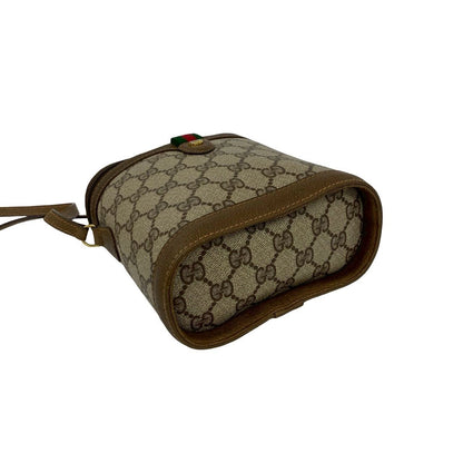 Gucci Vintage Sherry Line GG Logo Leather Mini Shoulder Bag Pochette Brown — view 7