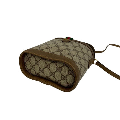 Gucci Vintage Sherry Line GG Logo Leather Mini Shoulder Bag Pochette Brown — view 8