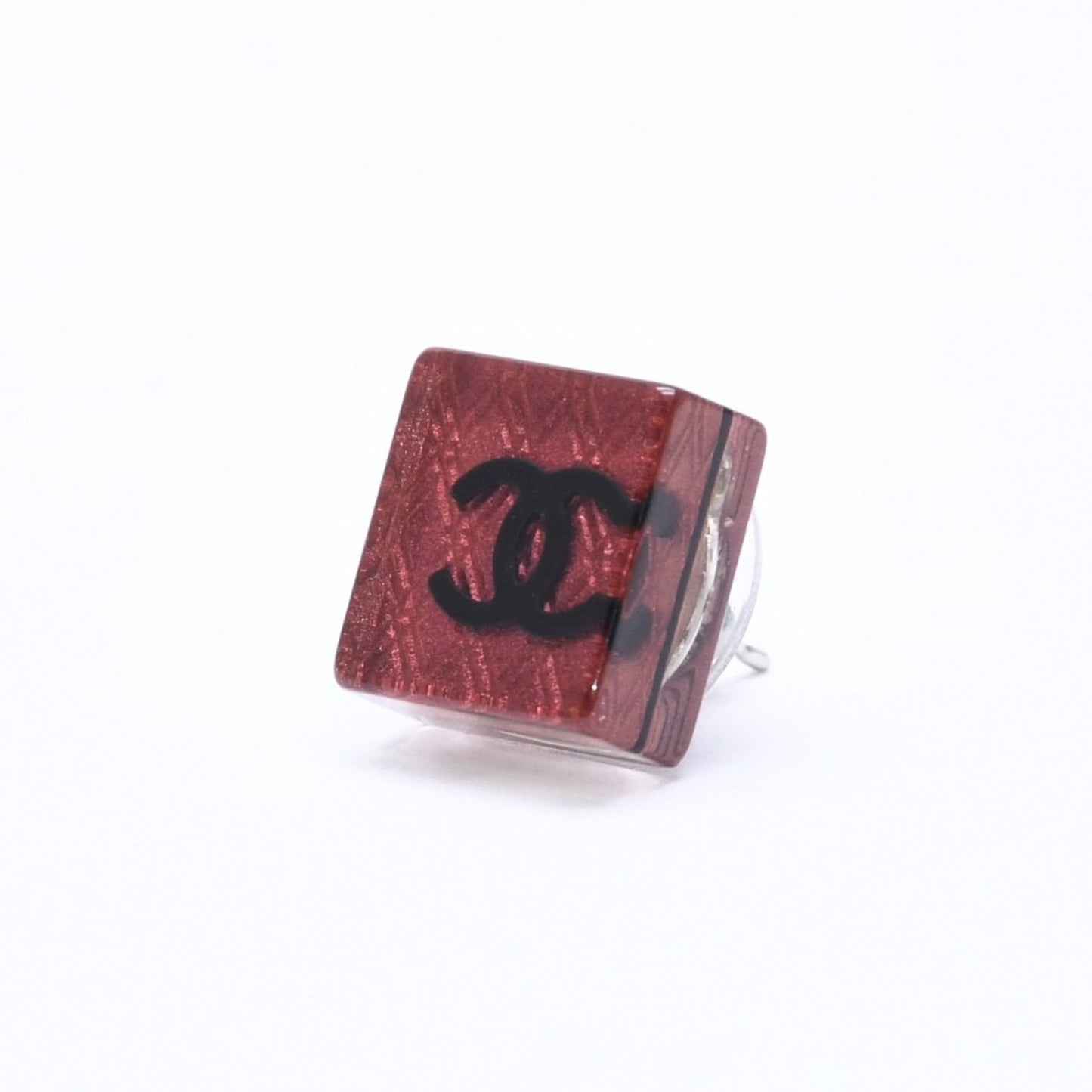 Chanel CC Logo Square Earrings 15 Resin Metal Clear — view 2