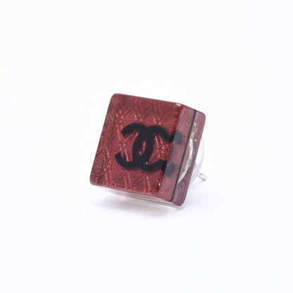 Chanel CC Logo Square Earrings 15 Resin Metal Clear — view 2