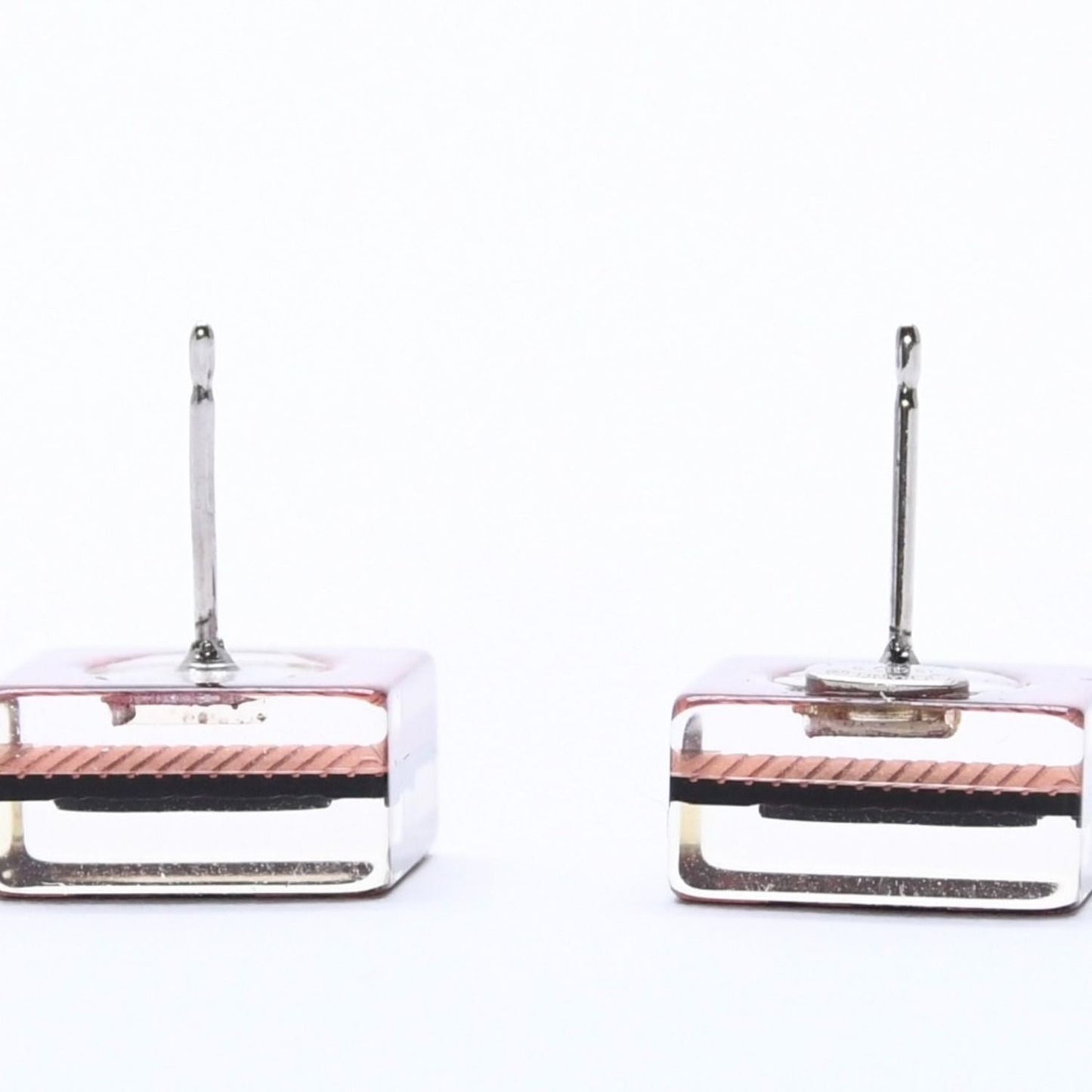 Chanel CC Logo Square Earrings 15 Resin Metal Clear — view 7