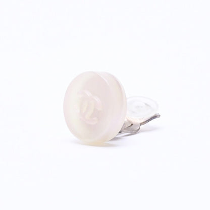 Chanel CC Logo Earrings 00 Resin Milk White Pink Aurora Metal Silver — view 2