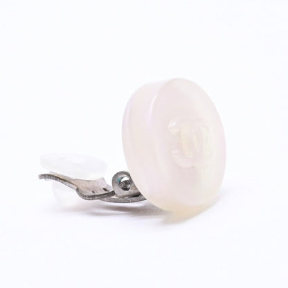 Chanel CC Logo Earrings 00 Resin Milk White Pink Aurora Metal Silver — view 3