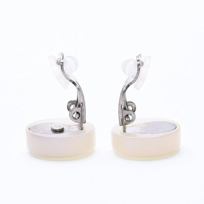 Chanel CC Logo Earrings 00 Resin Milk White Pink Aurora Metal Silver — view 7