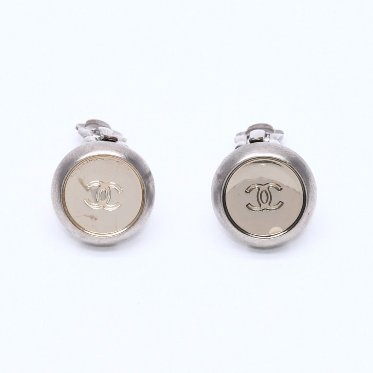 Chanel Vintage CC Logo Earrings 99 Metal Silver Gold