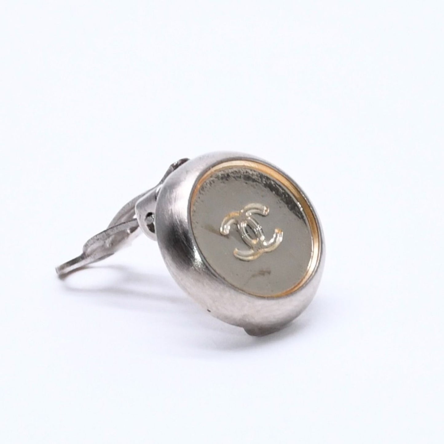 Chanel Vintage CC Logo Earrings 99 Metal Silver Gold — view 3