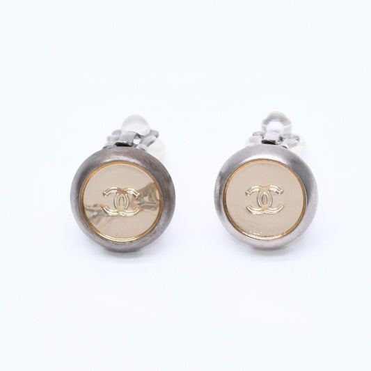 Chanel Vintage CC Logo Earrings 99 Metal Silver Gold