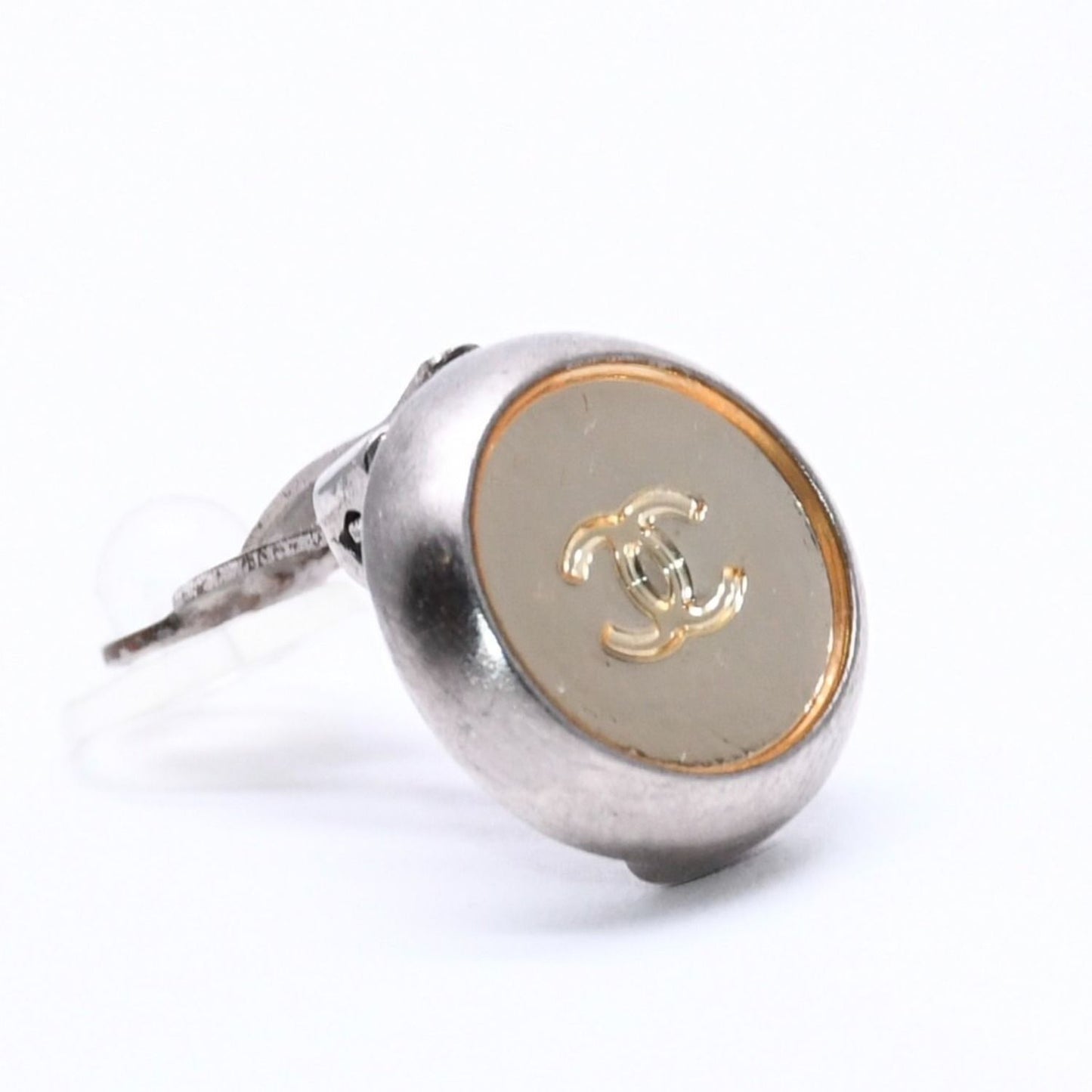 Chanel Vintage CC Logo Earrings 99 Metal Silver Gold — view 3