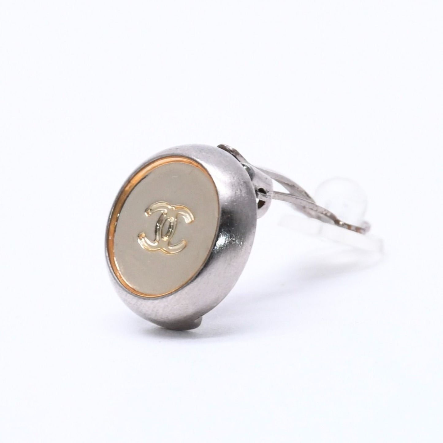 Chanel Vintage CC Logo Earrings 99 Metal Silver Gold — view 2