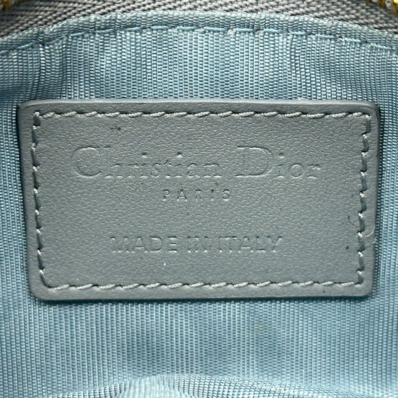 Dior Cannage Coin Case Leather Blue Chain Quilted — view 6