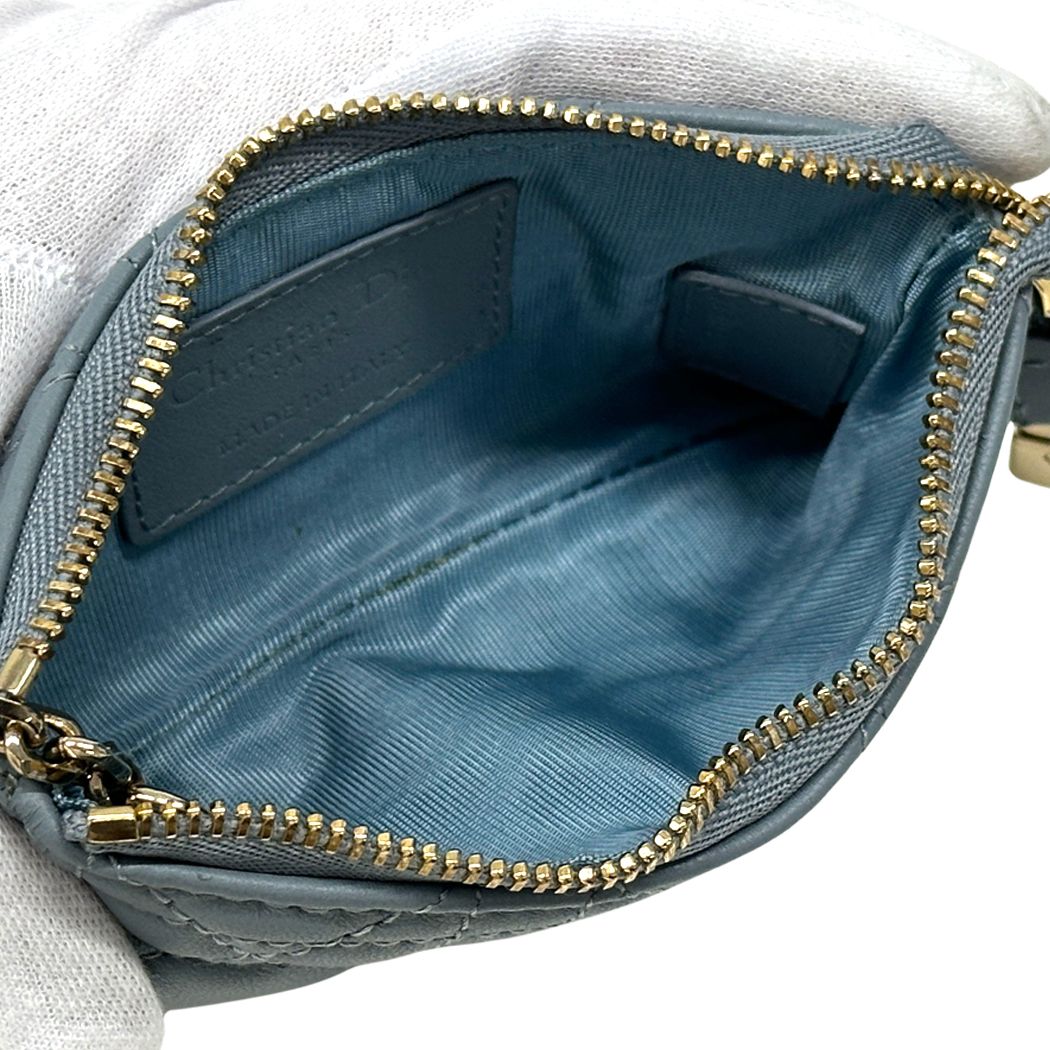 Dior Cannage Coin Case Leather Blue Chain Quilted — view 5
