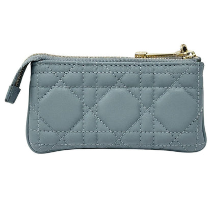 Dior Cannage Coin Case Leather Blue Chain Quilted — view 2