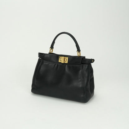 Fendi Peekaboo Small Mini Bag Tote Leather Black Gold 2-Way — view 2