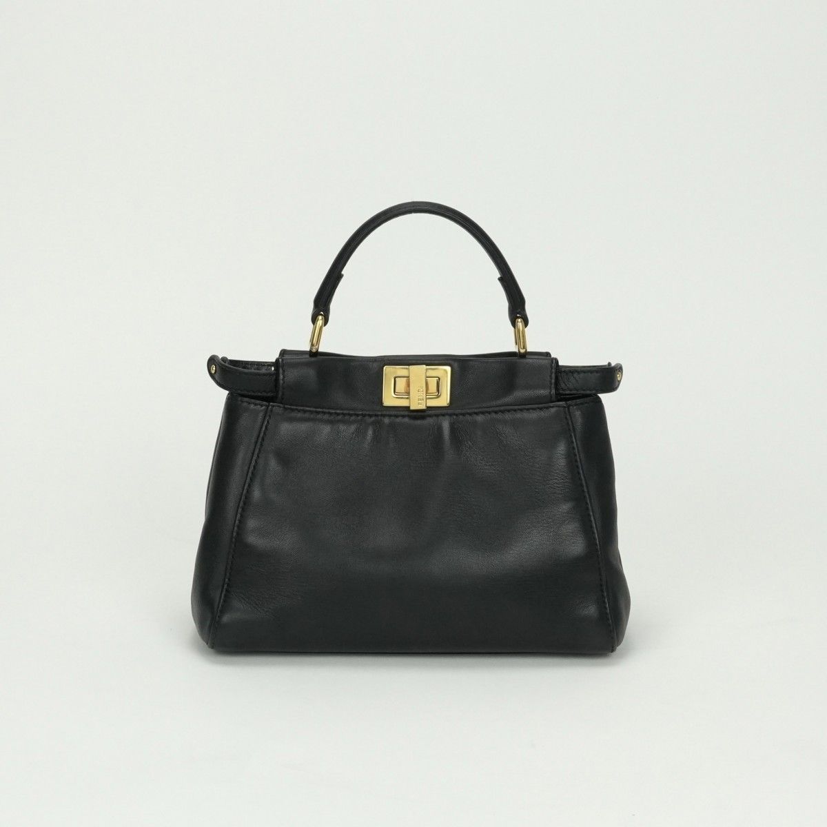 Fendi Peekaboo Small Mini Bag Tote Leather Black Gold 2-Way — view 3