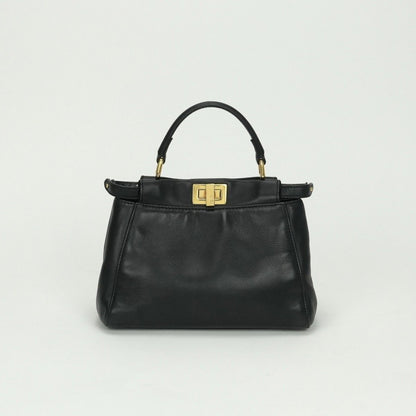 Fendi Peekaboo Small Mini Bag Tote Leather Black Gold 2-Way — view 3
