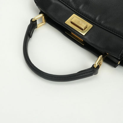 Fendi Peekaboo Small Mini Bag Tote Leather Black Gold 2-Way — view 7