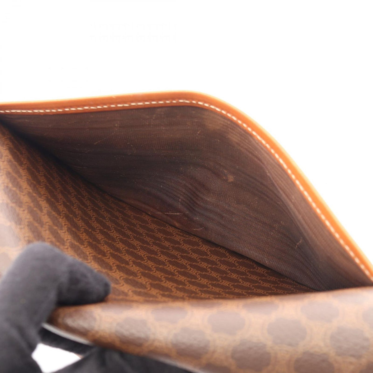Celine Shoulder Bag Macadam Brown Dark Canvas Leather — view 8