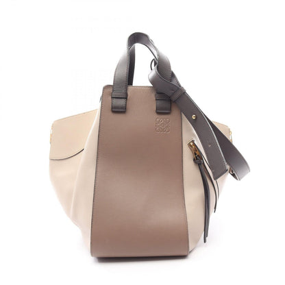 Loewe Handbag Hammock Medium 2-Way Mocha Brown Gray Beige Leather