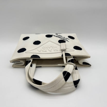 Prada Tote Dot Pattern Limited Canvas Shoulder Bag 2-Way White — view 5