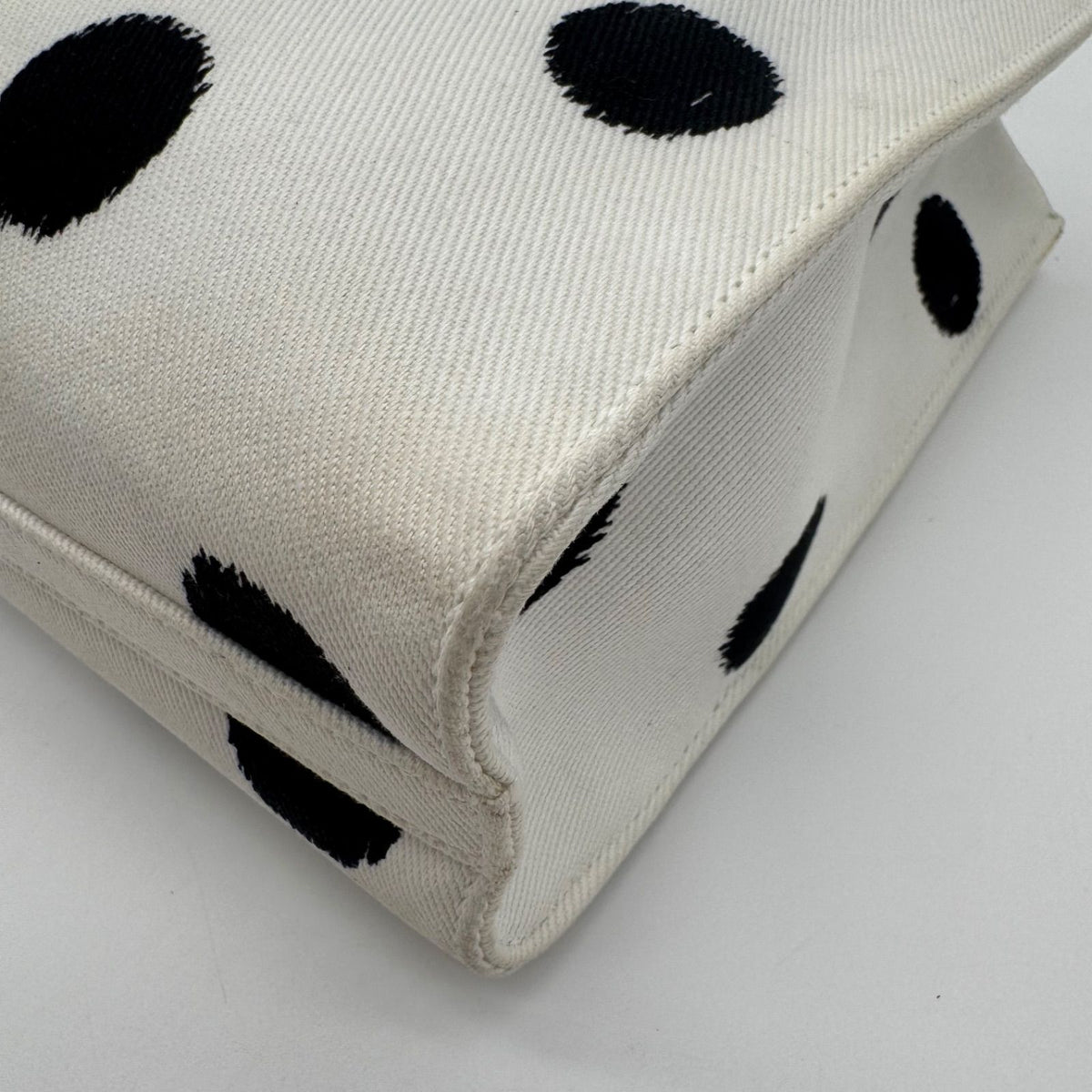 Prada Tote Dot Pattern Limited Canvas Shoulder Bag 2-Way White — view 8