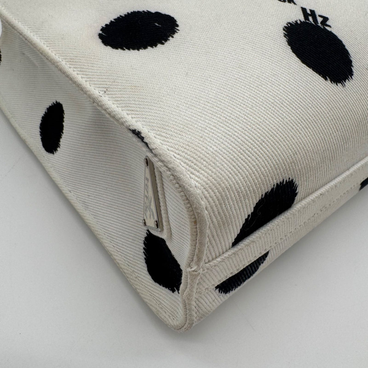 Prada Tote Dot Pattern Limited Canvas Shoulder Bag 2-Way White — view 7