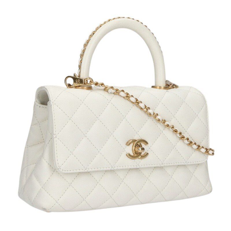 Chanel Top Handle Quilted CC Logo 2-Way Shoulder Bag 24