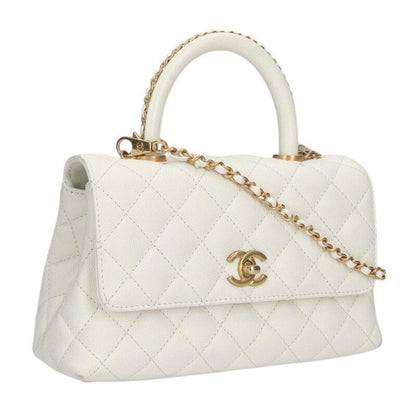 Chanel Top Handle Quilted CC Logo 2-Way Shoulder Bag 24
