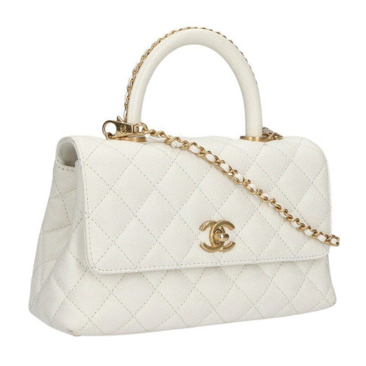 Chanel Top Handle Quilted CC Logo 2-Way Shoulder Bag 24