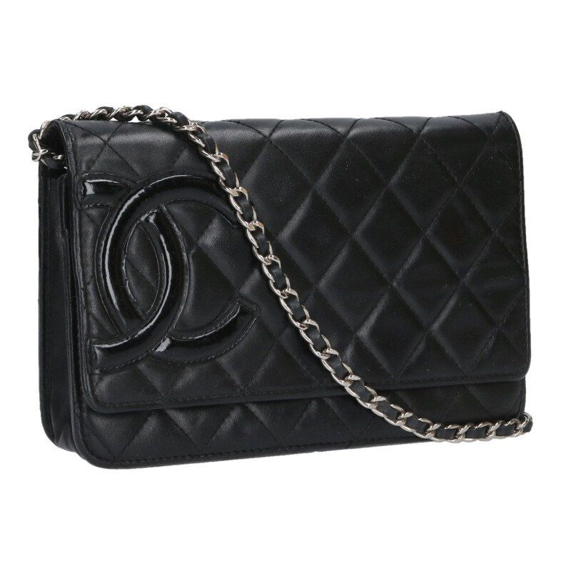 Chanel Cambon Line CC Logo Chain Leather Wallet Shoulder Bag
