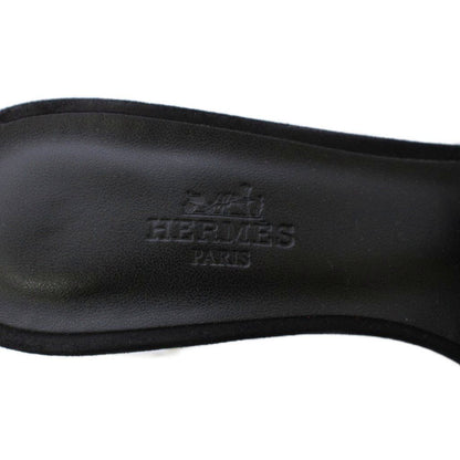 Hermes Oasis Sandals Clear Heels Suede Leather Black 37 — view 4