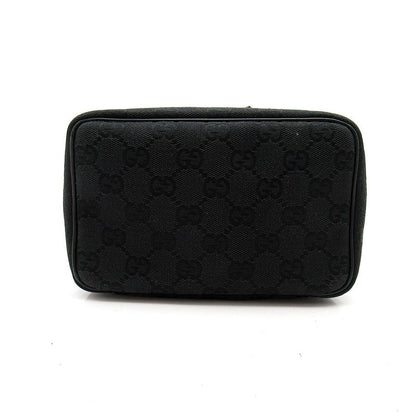 Gucci Cosmetic Vanity Bag GG Canvas Leather Bag Black — view 6
