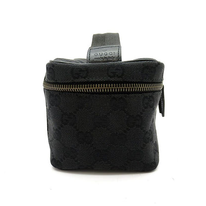 Gucci Cosmetic Vanity Bag GG Canvas Leather Bag Black — view 5