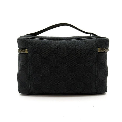 Gucci Cosmetic Vanity Bag GG Canvas Leather Bag Black — view 4