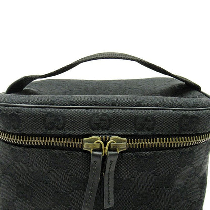 Gucci Cosmetic Vanity Bag GG Canvas Leather Bag Black — view 2