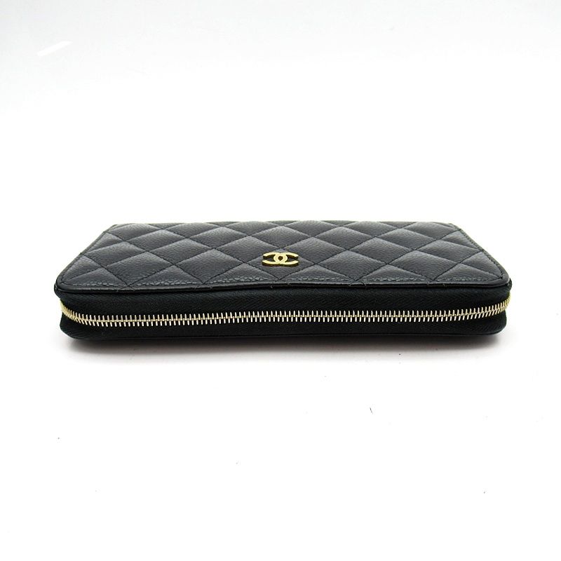 Chanel Full Zipper Wallet Caviar Leather Black — view 4
