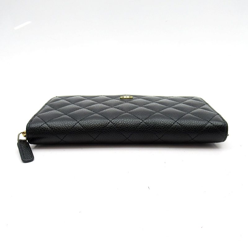 Chanel Full Zipper Wallet Caviar Leather Black — view 3
