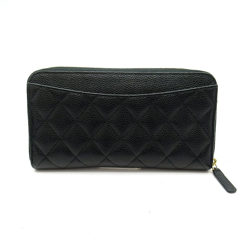Chanel Full Zipper Wallet Caviar Leather Black — view 2